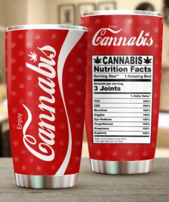 Enjoy Cannabis Tumbler – Funny Red Weed Cup with Nutrition Facts Design