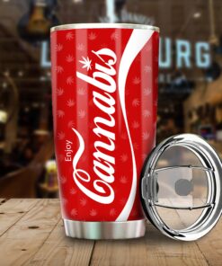 enjoy cannabis tumbler funny red weed cup with nutrition facts design 3 pug2d