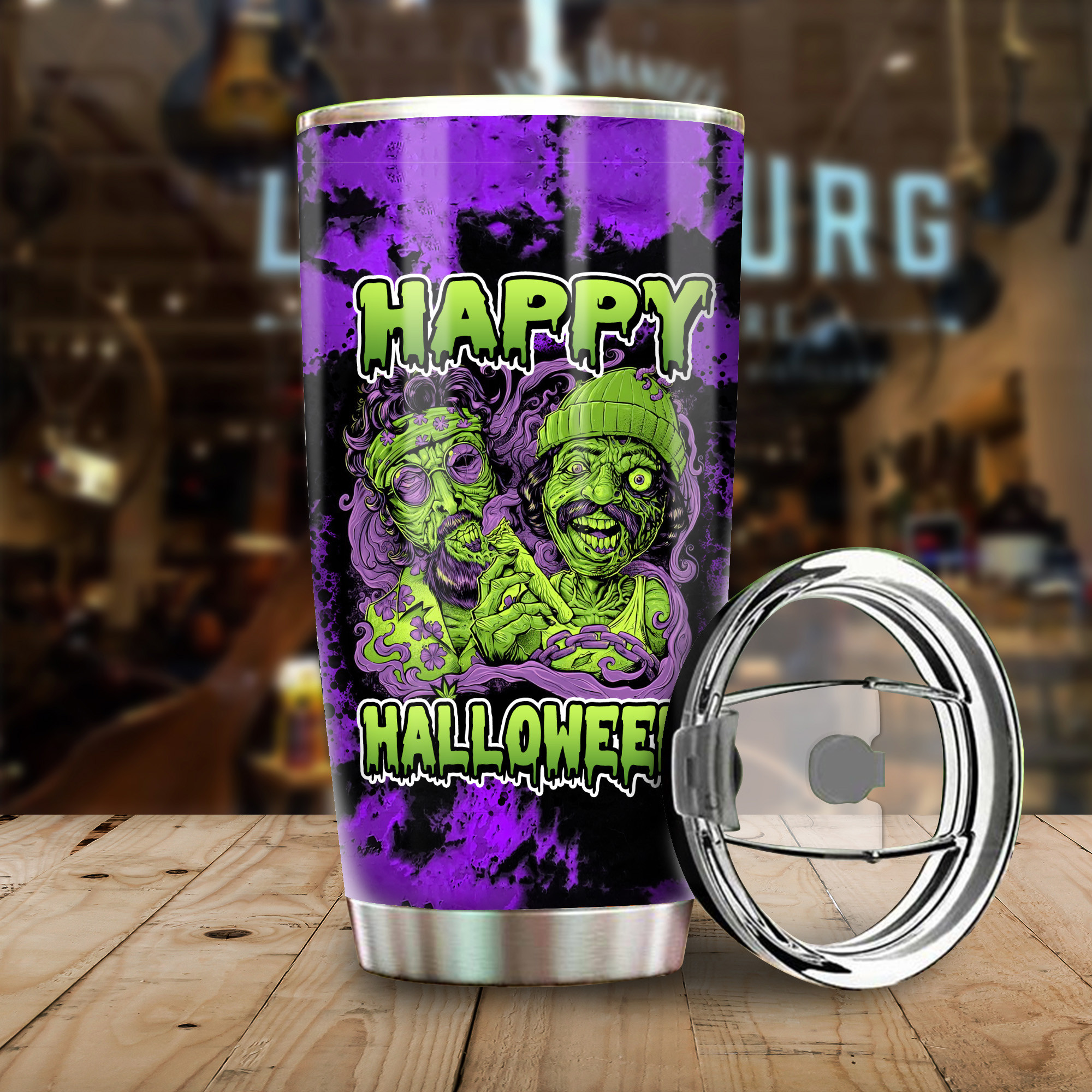 happy halloweed tumbler funny halloween weed cup stoner cannabis gift 1 74489