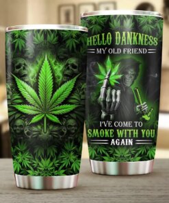Hello Dankness Tumbler – Funny Weed Skull Cup for Stoner Gift