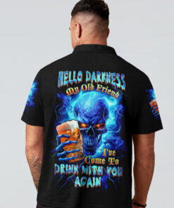 Hello Darkness My Old Friend Shirt – Blue Skull Halloween Drink With You Again Tee