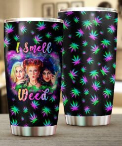 I Smell Weed Tumbler – Seamless Neon Cannabis Leaf Cup Funny Stoner Gift