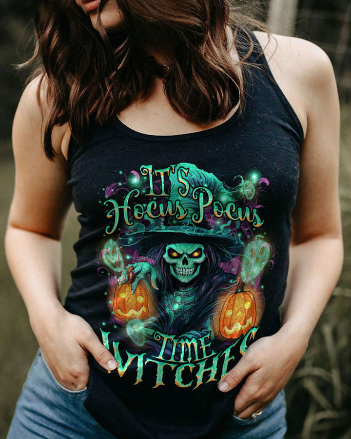 It’s Hocus Pocus Time Witches Hoodie – Glow-in-the-Dark Halloween Skeleton & Pumpkin Pullover