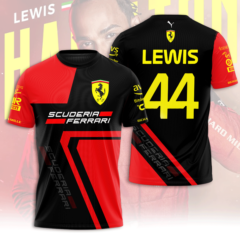 lewis hamilton 44 ferrari shirt scuderia ferrari f1 team apparel racing fan jersey formula 1 merchandise fqgjk