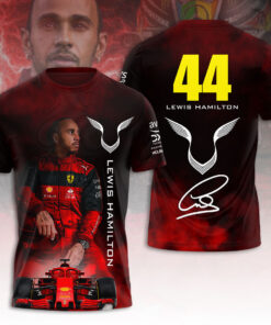 Lewis Hamilton Ferrari 44 Red Black Shirt – Scuderia Ferrari F1 Racing Car Graphic Jersey, Formula 1 Fan Apparel