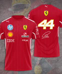 Lewis Hamilton Ferrari 44 Red Pinstripe Shirt – Scuderia Ferrari Classic F1 Racing Jersey, Formula 1 Team Fan Apparel