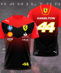 Lewis Hamilton Ferrari 44 Shirt – Scuderia Ferrari Black Red F1 Racing Jersey, Formula 1 Team Fan Apparel