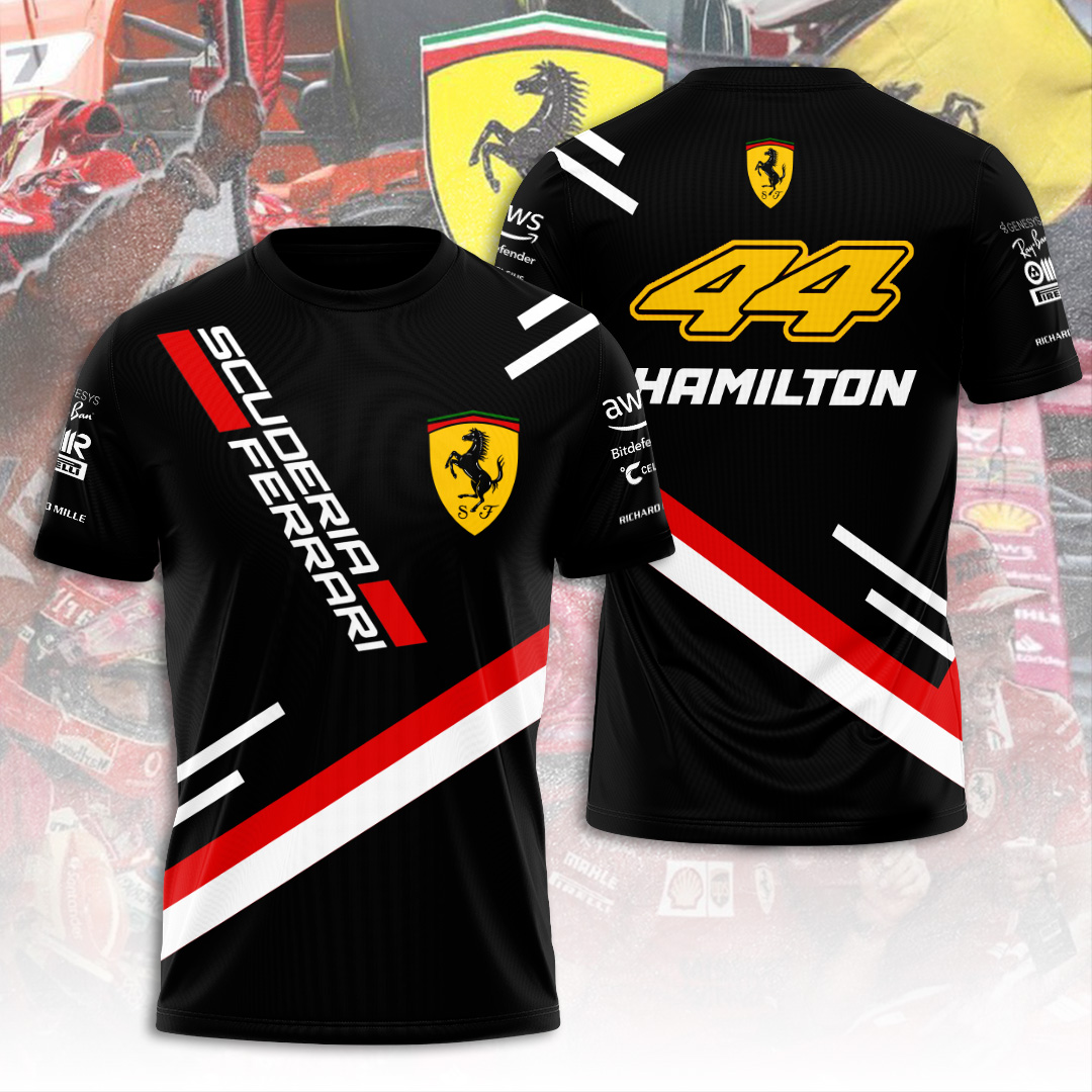 lewis hamilton ferrari 44 shirt scuderia ferrari black red white f1 racing jersey formula 1 team fan apparel qgequ