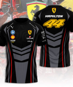 Lewis Hamilton Ferrari Black Shirt – Scuderia Ferrari F1 Team Jersey, Formula 1 Racing Apparel, Driver 44 Fan Merchandise
