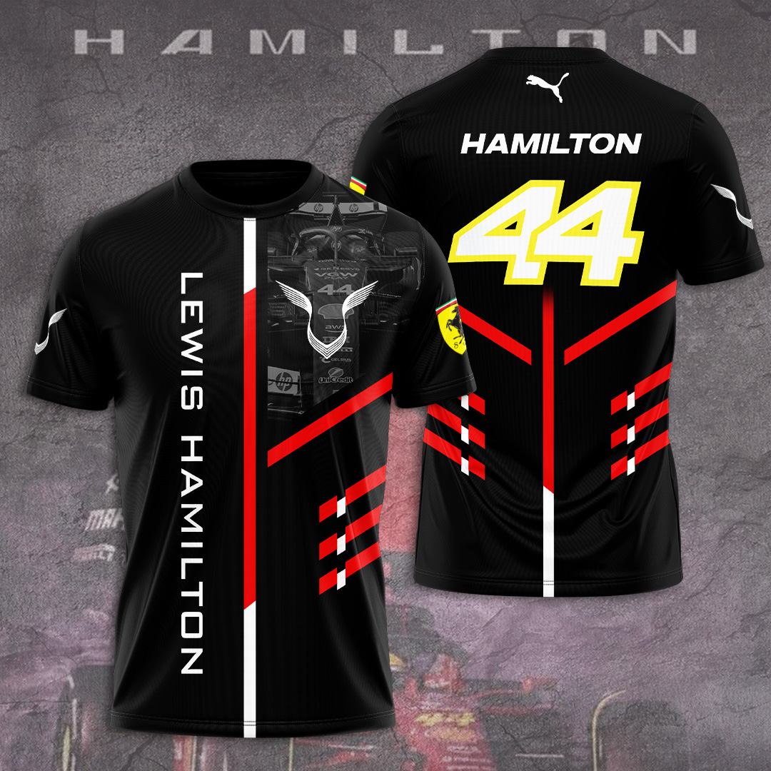 lewis hamilton ferrari f1 shirt scuderia 44 black racing t shirt with car graphic vertical name design v7kh1