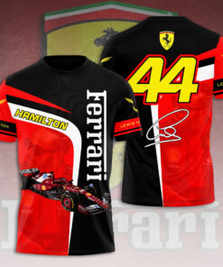 Lewis Hamilton Ferrari F1 Shirt – Scuderia #44 Fan T-Shirt with Racing Car & Signature Design