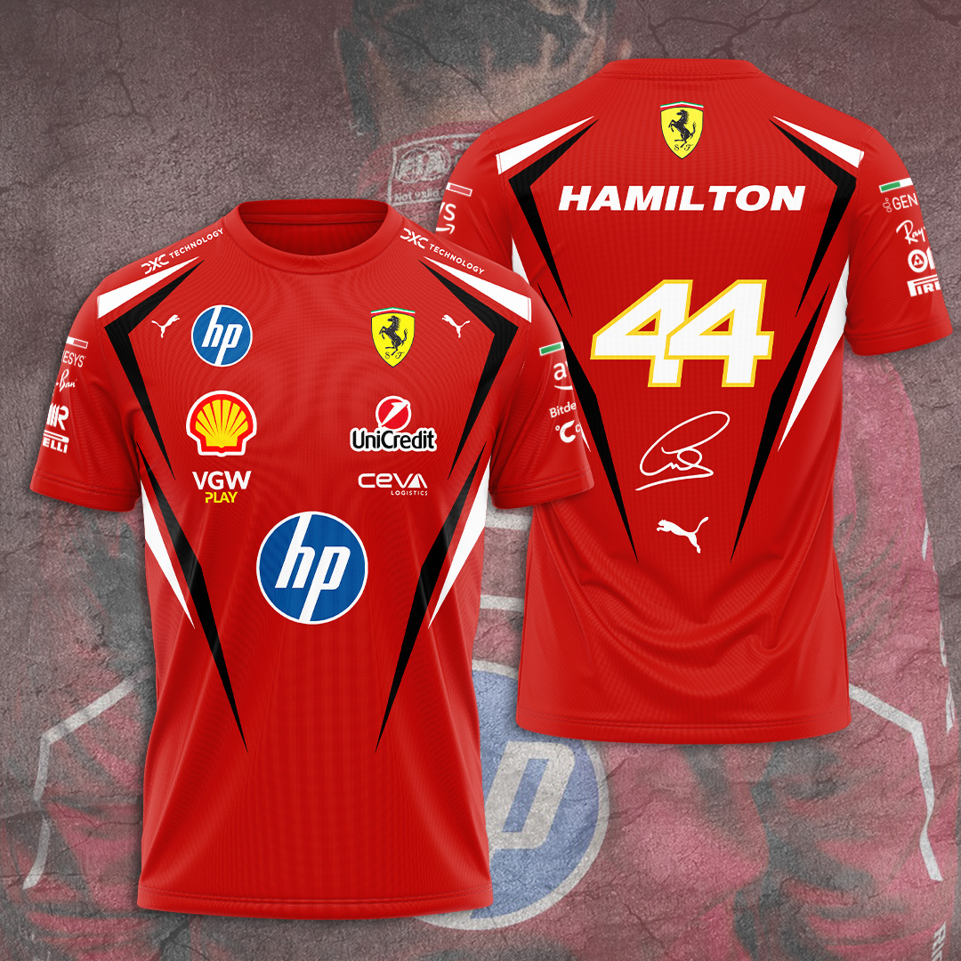 lewis hamilton ferrari f1 shirt scuderia 44 red racing jersey with sponsor logos signature 0pwkp
