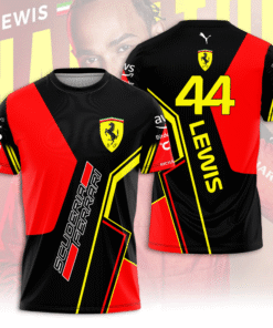 Lewis Hamilton Ferrari Scuderia 44 Shirt – Black Red F1 Racing Jersey for Formula 1 Fans