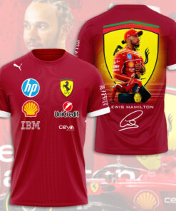 Lewis Hamilton Ferrari Shirt – Official Scuderia Ferrari F1 Racing Jersey with Driver Portrait