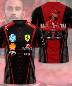 Lewis Hamilton Ferrari Shirt – Scuderia Ferrari F1 Racing Jersey with Car & Driver Graphic