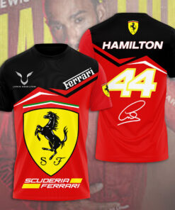 Lewis Hamilton Ferrari Shirt – Scuderia Ferrari F1 Team Jersey, Red and Black Racing T Shirt, Formula 1 Driver 44 Fan Apparel