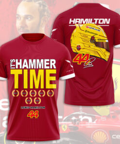 Lewis Hamilton Hammer Time Shirt – Ferrari F1 #44 Champion Years Fan T-Shirt with Helmet Design