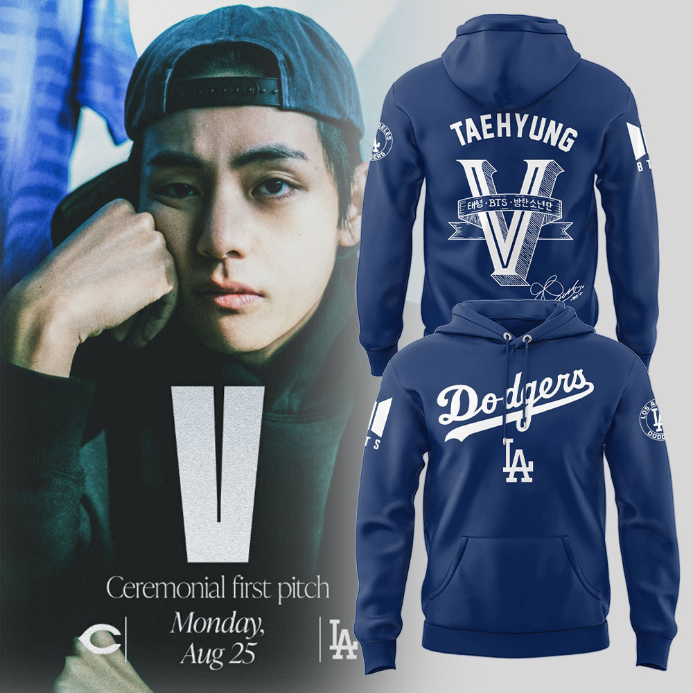 los angeles dodgers bts v taehyung navy blue hoodie limited edition signature 1 tunfc