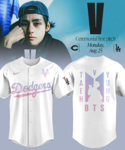 Los Angeles Dodgers BTS V Taehyung White Jersey Limited Edition Kpop Merch