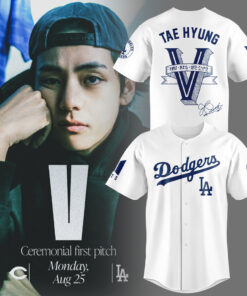Los Angeles Dodgers BTS V Taehyung White Jersey Limited Edition Signature