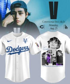 los angeles dodgers bts v taehyung white t shirt limited edition photo print 6 cybmz