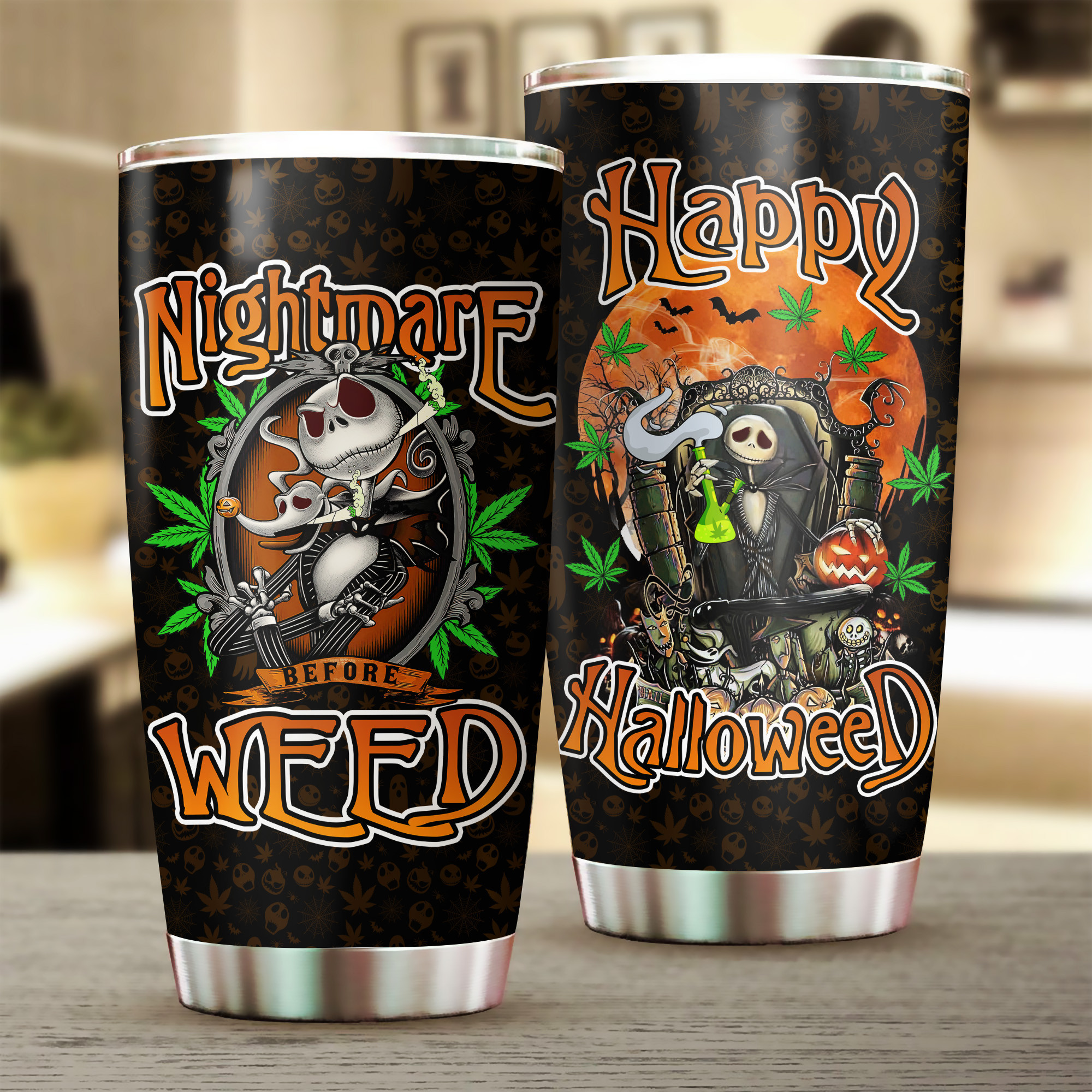 nightmare before weed tumbler funny halloweed cup with halloween cannabis design 1 2mcwz