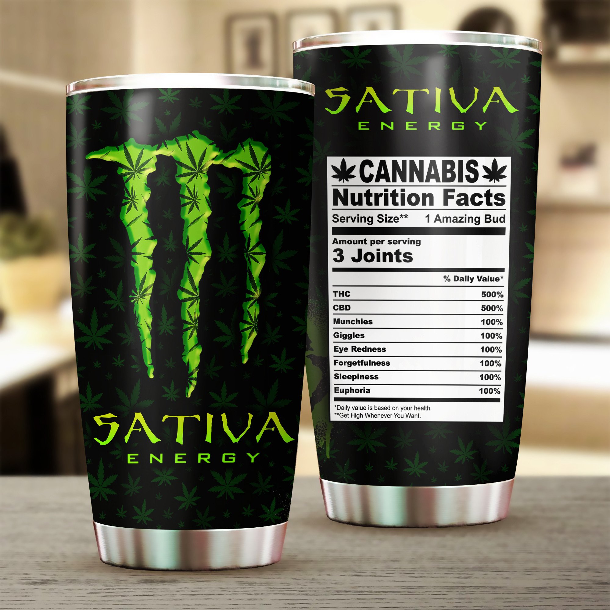 sativa energy tumbler cannabis weed cup with funny nutrition facts 1 c0b5c