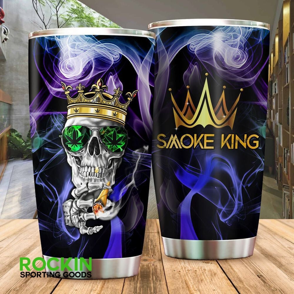 smoke king tumbler skull crown weed design cannabis cup for stoners 6q8d1