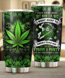 Smoke Some Pot Tumbler – Grim Reaper Weed Cup, Funny 420 Cannabis Gift for Stoners