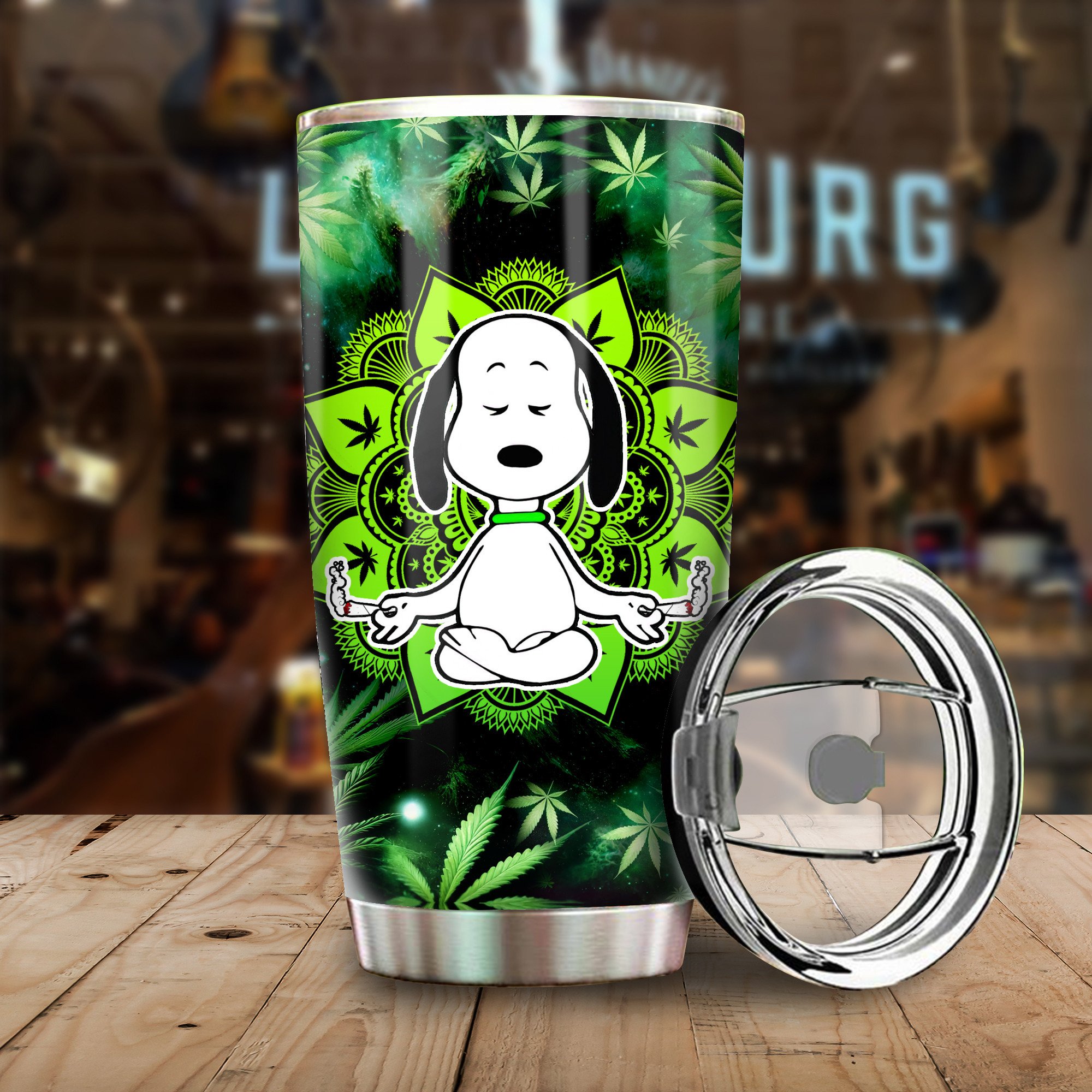 snoopy weed tumbler just smoke and let that shit go galaxy cup 1