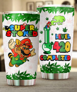 Super Stoned 420 Completed Tumbler – Funny Weed Gamer Cup for Stoners & 420 Lovers