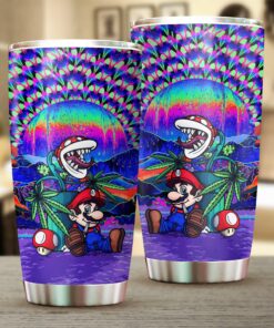 Trippy Mario Tumbler – Psychedelic Weed Cup with Colorful Cannabis Art