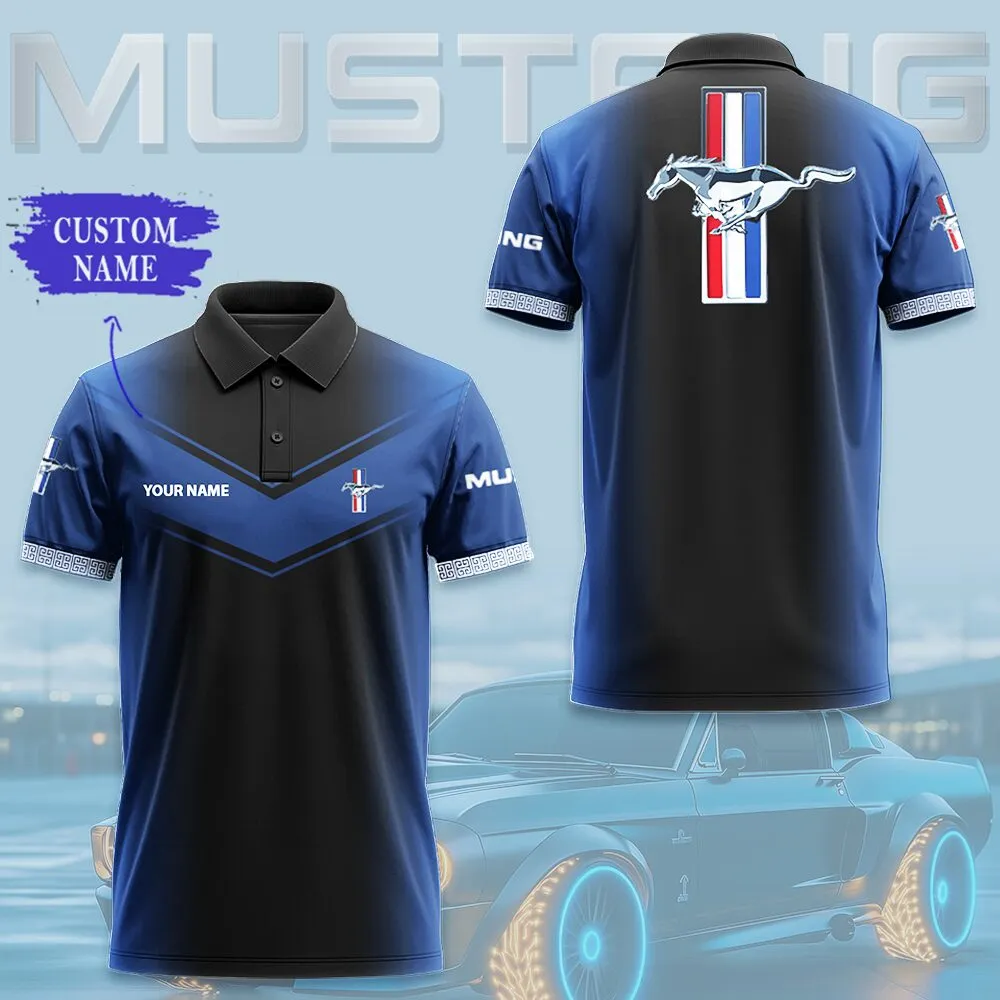 custom mustang polo shirt blue black personalized ford mustang shirt 6nct8