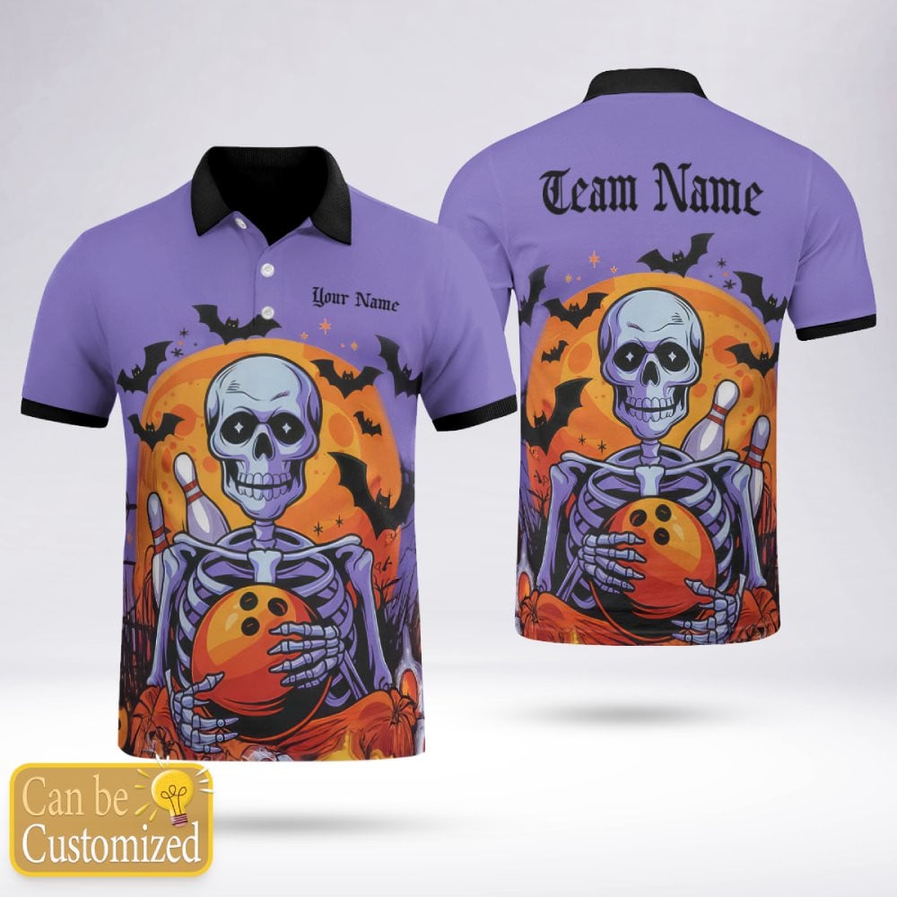 moonlight bones custom name bowling polo shirt rdnoy