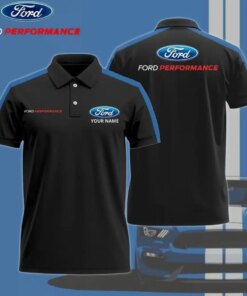 Personalized Ford Performance Polo Shirt – Custom Name Black Short Sleeve