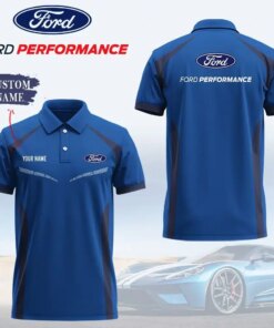 Personalized Ford Performance Polo Shirt – Custom Name Blue Short Sleeve