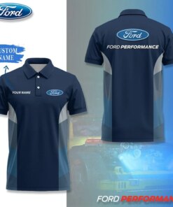 Personalized Ford Performance Polo Shirt – Custom Name Navy Blue Short Sleeve