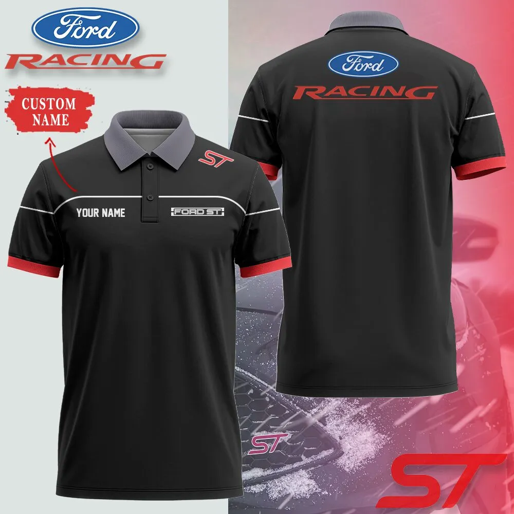 personalized ford racing st polo shirt custom name black short sleeve k0tgd