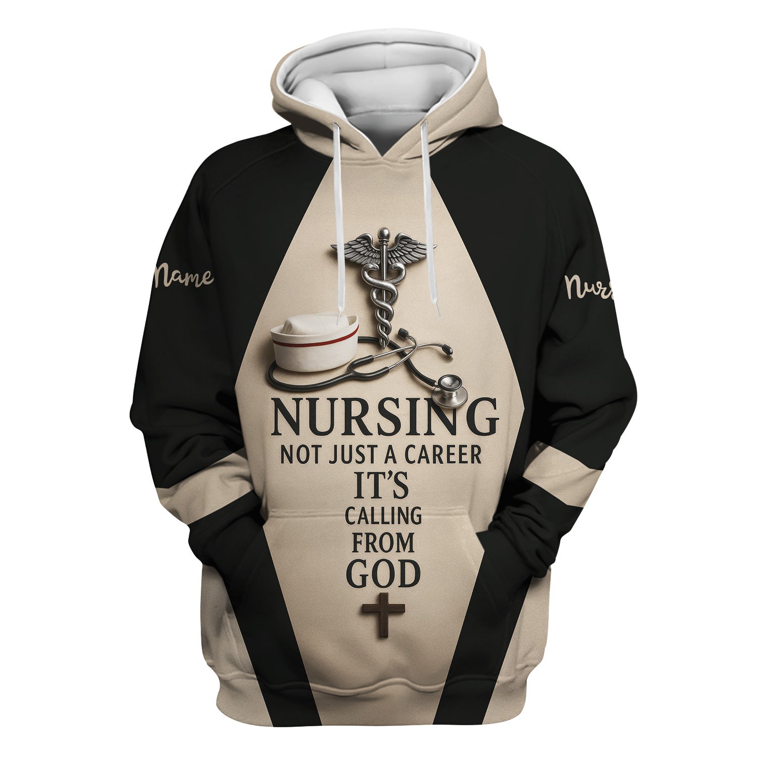 Personalized Nurse Scrubs - Stethoscope & Cross Design - Nursing Is A Calling Shirt for RN CNA LPN Healthcare Workers