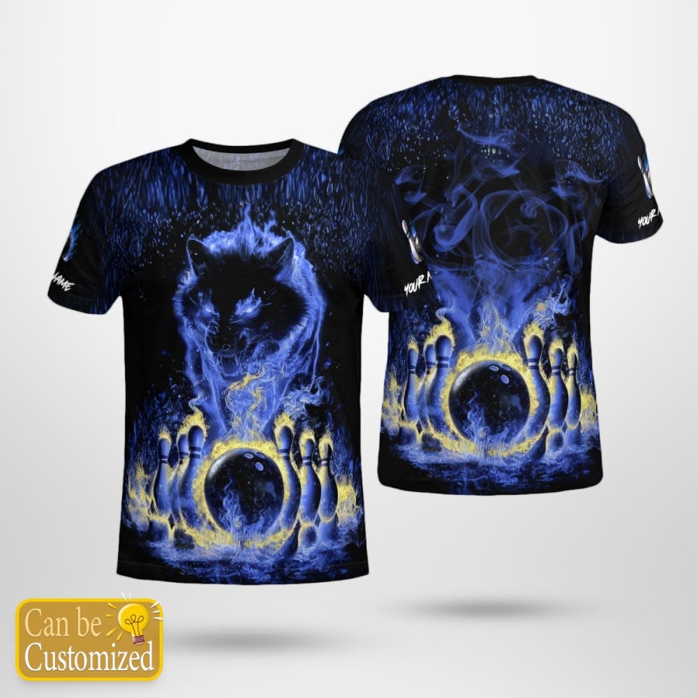 wolf strike custom name bowling shirt em31a