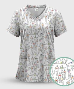 Women's Health Nurse Scrub Top - Flower Boobs & Female Empowerment Graphic - Gift for Women Healthcare Workers RN LPN