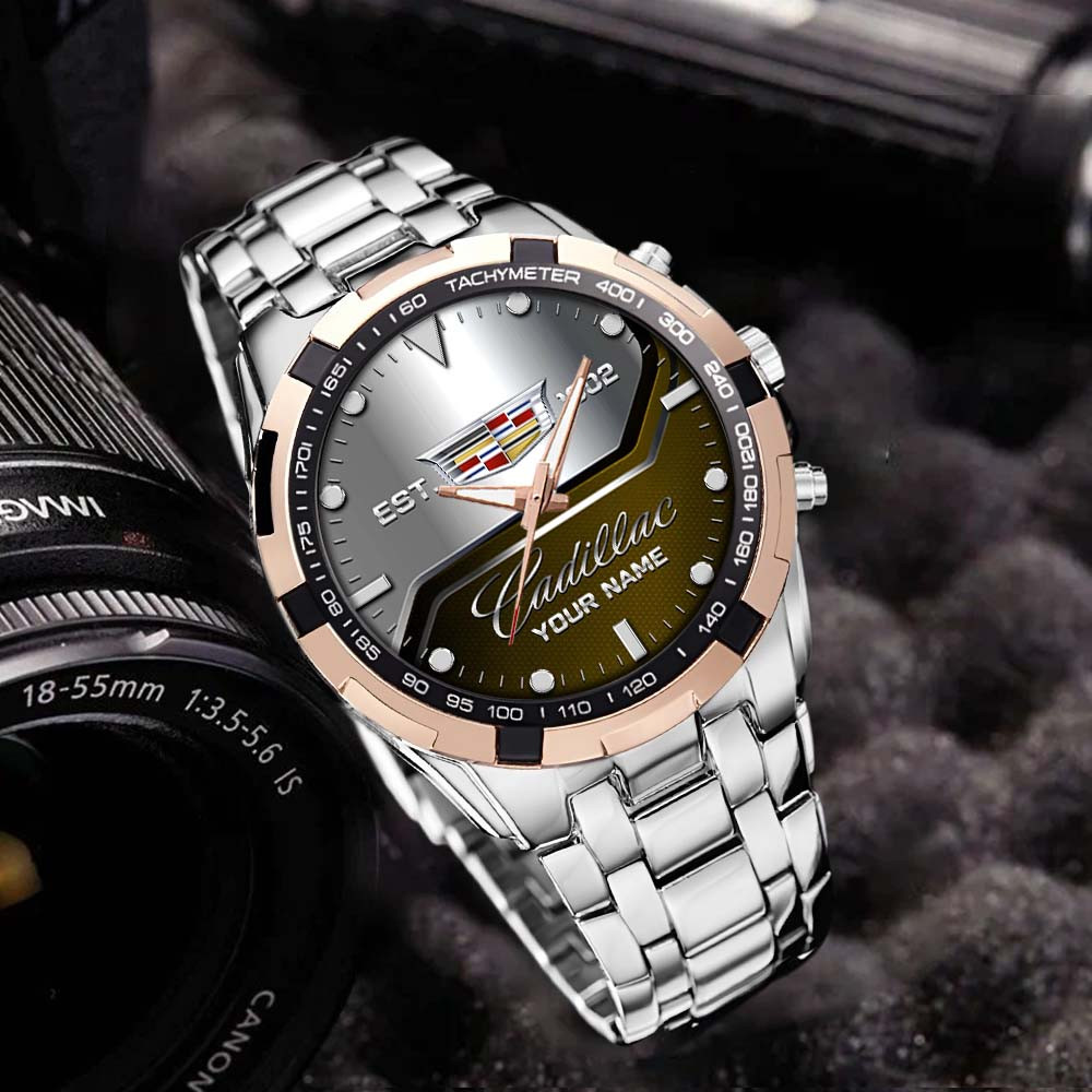 Cadillac Personalized Stainless Steel Watch – Custom Name Luxury Car Enthusiast Gift