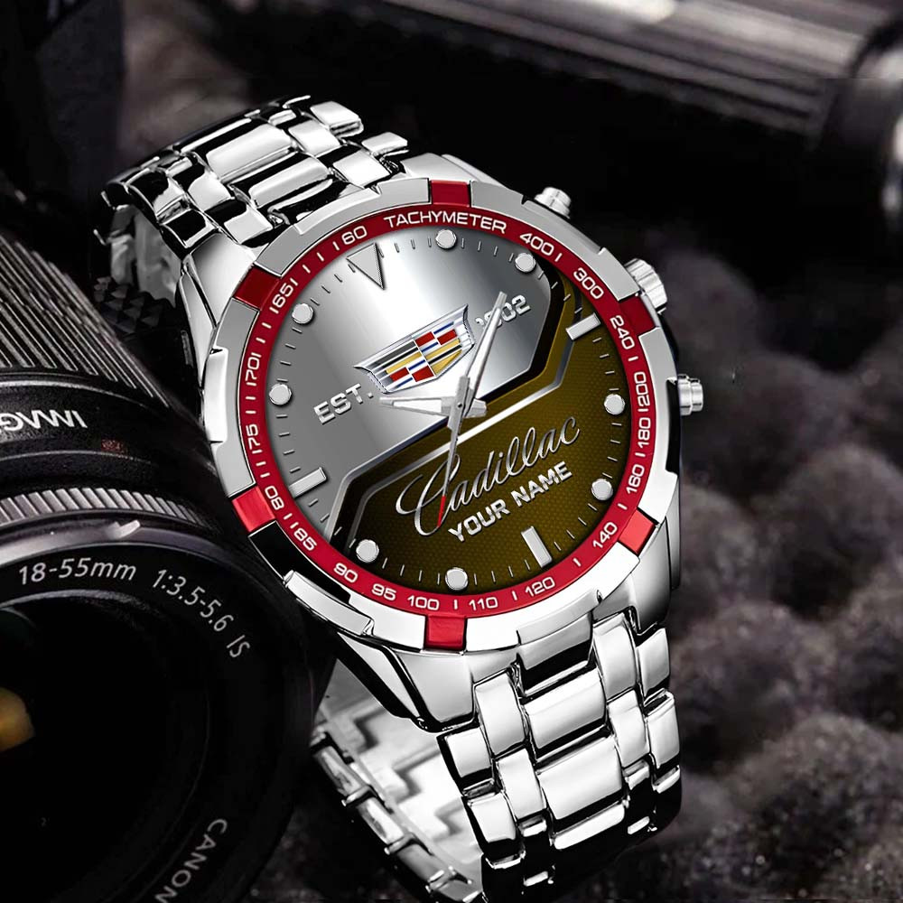 Cadillac Personalized Stainless Steel Watch – Custom Name Luxury Car Enthusiast Gift
