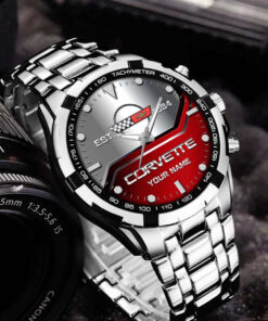 Custom Corvette C4 Stainless Steel Watch – Personalized Name Engraving
