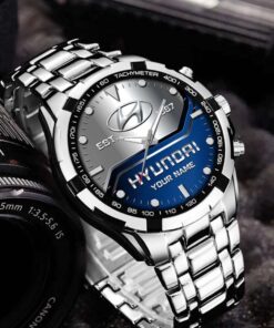 Personalized Hyundai Watch – Custom Name Stainless Steel Car Enthusiast Gift