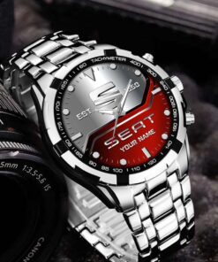 Personalized SEAT Stainless Steel Watch – Custom Name Car Enthusiast Gift