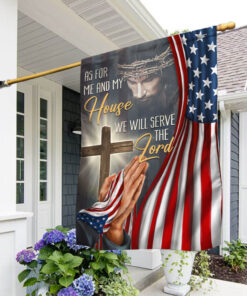 Christian Jesus We Will Serve The Lord American Flag TPT1785F