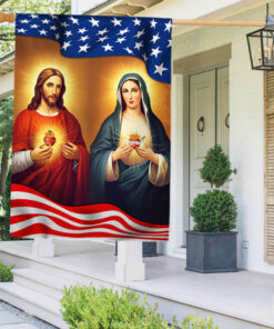 Sacred Heart of Jesus Immaculate Heart of Mary American Flag TQN1300F