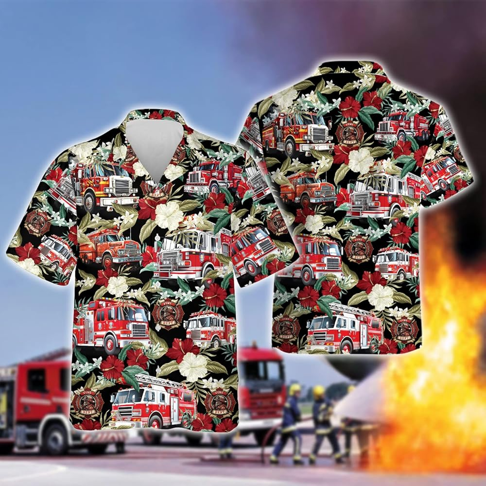 Fire Truck Hawaiian Shirt 4 image 1